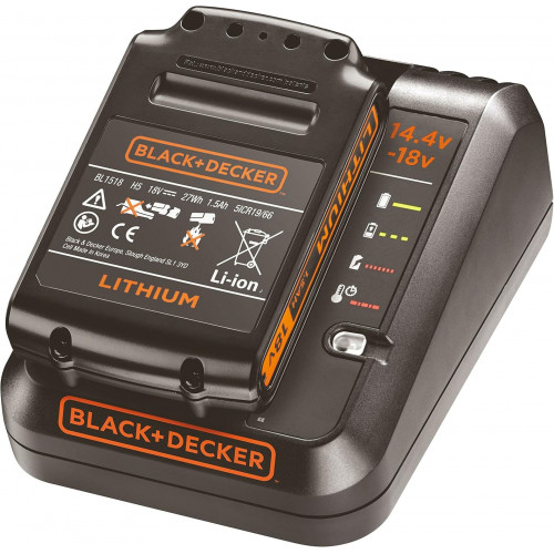 Black & Decker BDC1A15-QW Batterie Li-Ion (18V/1x1,5Ah) + chargeur 1A Black & Decker BDC1A15-QW Batterie Li-Ion (18V/1x1,5Ah) + chargeur 1A