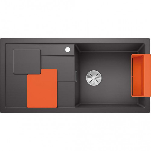 BLANCO SITY XL 6 S Infini SILGRANIT Evier, gris rocher/orange 525057