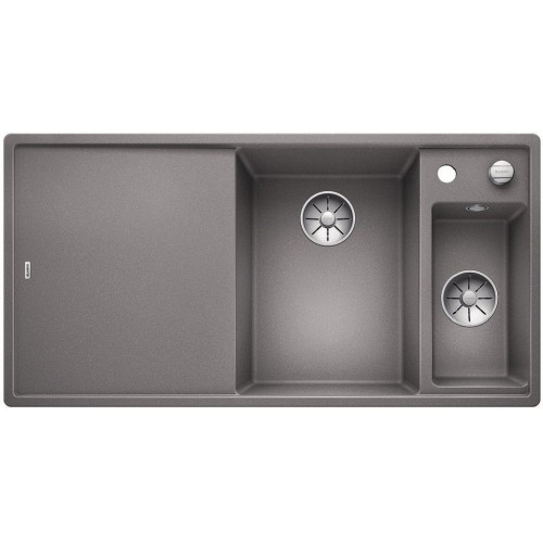 BLANCO AXIA III 6 S-F InFino SILGRANIT évier alumetallic, droite, planche en bois 523485
