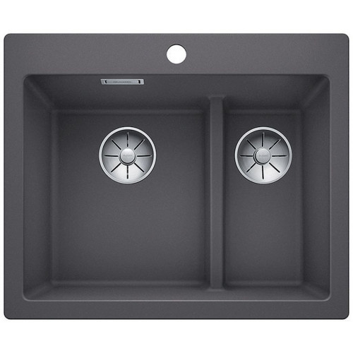 BLANCO PLEON 6 Split Infino SILGRANIT Évier gris roche réversible, télécommande de vidange