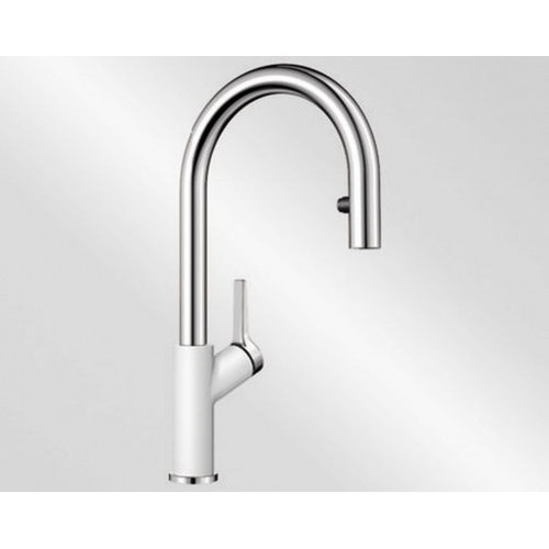 BLANCO Carena-S Vario Mitigeur d'évier avec bec extractible, blanc/chrome 521368