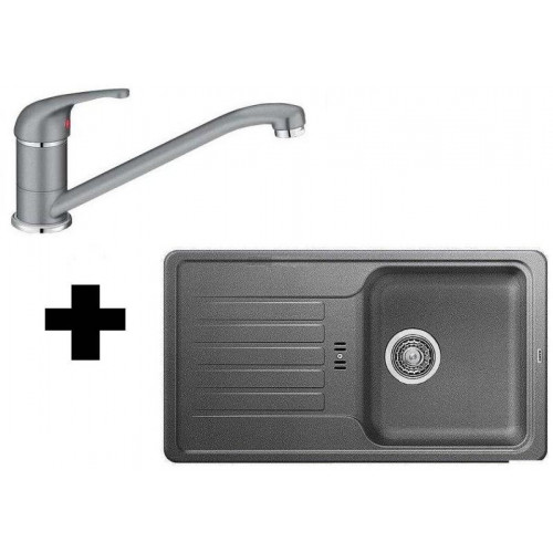 BLANCO Kit évier Favos Mini Silgranit alumétallic + mitigeur Daras alumétallic