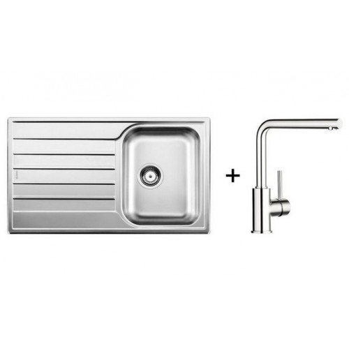BLANCO évier Livit 45 S Salto inox +Mitigeur bec haut Mila Chromé