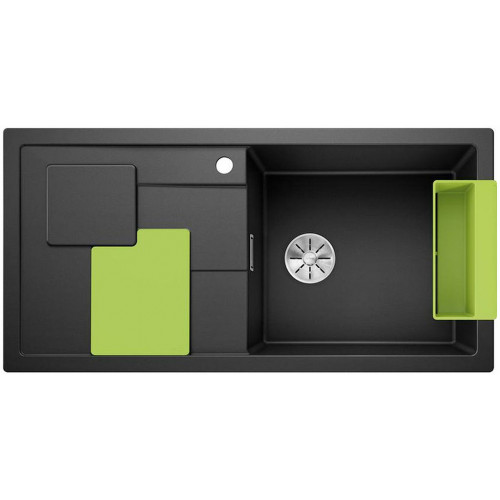 BLANCO Sity XL 6 S Infini SILGRANIT Évier, noir / kiwi 525968
