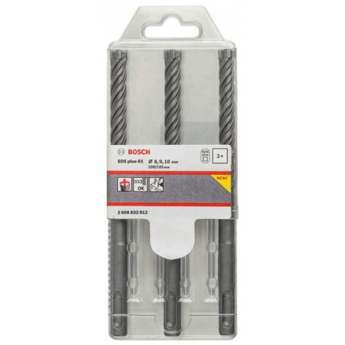 BOSCH foret SDS-plus 5X, 3 pieces pr. 06/08/10 mm 2608833912