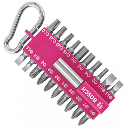 BOSCH Assortiment d'embouts de vissage avec mousqueton (fuchsia), 21 pieces 2607002821