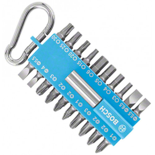BOSCH Assortiment d'embouts de vissage avec mousqueton (bleu clair), 21 pieces 2607002822