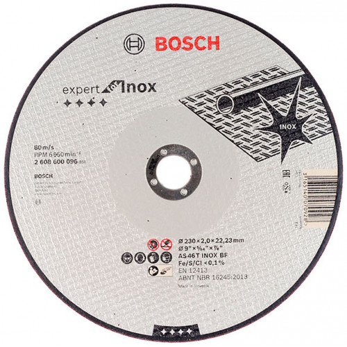 BOSCH Disque a tronçonner a moyeu plat Expert for Inox, 230 x 22,23 x 2,0 mm 2608600096