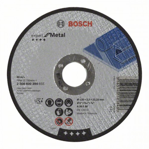 BOSCH Disque a tronçonner a moyeu plat Expert for Metal 125x2,5mm 2608600394