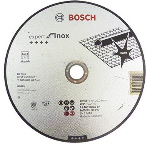 BOSCH Expert for Inox Rapido Disque a tronçonner a moyeu plat 230x22,23x1,9 mm 2608603407