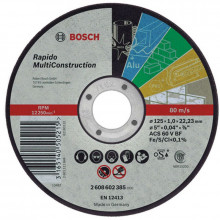 BOSCH Disque a tronçonner Multi Construction – Rapido 125 mm, 1,0 mm 2608602385