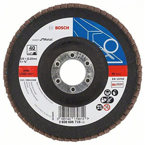 BOSCH Plateau a lamelles X551, Expert for Metal, 125x22,23mm, 60, wygięta 2608606717