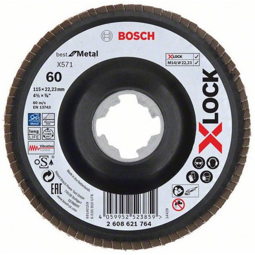 BOSCH Plateau a lamelles PRO X571, bombé, 115 mm, G40, X-Lock 2608621763