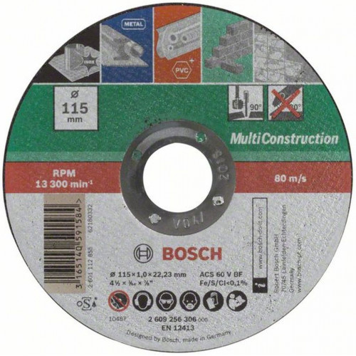 BOSCH Disque a tronçonner droit Multi Construction, 115x1 mm 2609256306