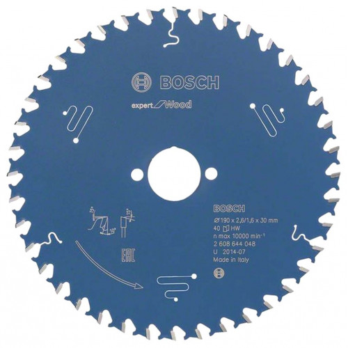 BOSCH Lame de scie circulaire Expert for Wood 190 x 30 x 2,6 mm, 40 2608644048