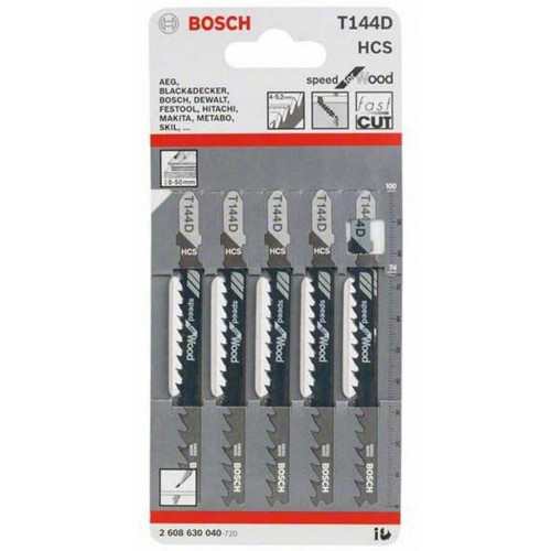 BOSCH Lame de scie sauteuse, T 144 D, 100 mm, 5 ks 2608630040