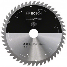 BOSCH Lame de scie circulaire Standard for Wood 216 x 1,7/1,2 x 30 T48 2608837723