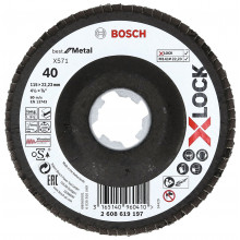 BOSCH Plateaux a lamelles X-LOCK, 115 mm, G 40, X571, Best for Metal 2608619197