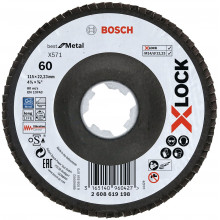 BOSCH Plateaux a lamelles X-LOCK, 115 mm, G 60, X571, Best for Metal 2608619198