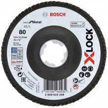 BOSCH Plateaux a lamelles X-LOCK, 115 mm, G 80, X571, Best for Metal 2608619199