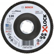 BOSCH Plateaux a lamelles X-LOCK, 115 mm, G 120, X571, Best for Metal 2608619200