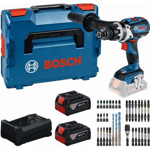 BOSCH GSB 18V-110 C PROFESSIONAL Kit d’outils, 2×5,0 Ah +GAL + coffret d’embouts 0615A50E0