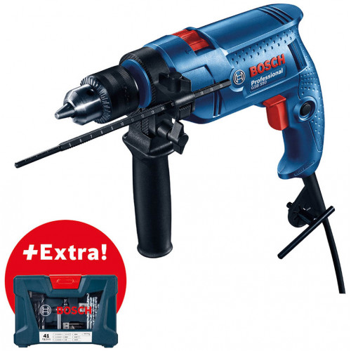 BOSCH GSB 550 Perceuse a percussion 550 W + Coffret de 41 forets et embouts 06011A1003