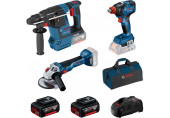 BOSCH Set professionnel GBH 18V-26+GDX 18V-200+GWS 18V-10+2× batteries 5,0 Ah 0615990N21