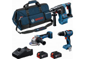 BOSCH Kit d’outils 18V PROFESSIONAL GSB+GBH+GWS+2× 5.0+GAL18V-40 0615A002M4