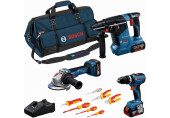 BOSCH PROFESSIONAL kit d’outils GSB + GWS + GBH + 3×5,0Ah + tournevis et pinces 0615A5007H