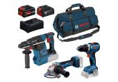 BOSCH PROFESSIONAL Kit d’outils GSR + GBH + GWS + 1× GBA 5,0Ah + 1× EXBA + GAL 0615A500AJ