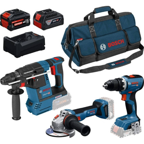 BOSCH PROFESSIONAL Kit d’outils GSR + GBH + GWS + 1× GBA 5,0Ah + 1× EXBA + GAL 0615A500AJ BOSCH PROFESSIONAL Kit d’outils GSR + GBH + GWS + 1× GBA 5,0Ah + 1× EXBA + GAL 0615A500AJ