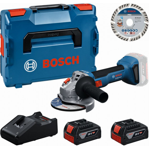 BOSCH GWS 18V-8 PROFESSIONAL Kit d’outils 2× GBA 4.0Ah + disque + L-BOXX 0615A500E7