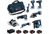 BOSCH Kit d’outils PROFESSIONAL 18V GSB+GDR+GBH+GWS+GKS+GSA+GOP+GLI+4× 5,0 Ah 0615V00061