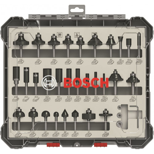 BOSCH Kit de 30 fraises mixtes a queue de 1/4" 2607017476