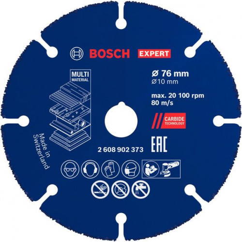 BOSCH EXPERT Carbide Multi Wheel Disque a tronçonner carbure 76 mm, 10 mm 2608902373 BOSCH EXPERT Carbide Multi Wheel Disque a tronçonner carbure 76 mm, 10 mm 2608902373