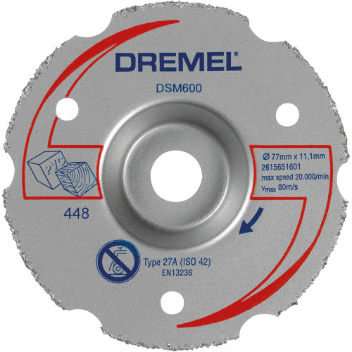 Dremel DSM20 Disque a tronçonner multi-usage en carbure 77 mm 2615S600JB