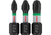 BOSCH Embouts PRO PZ Impact, PZ1 x 25, PZ2 x 25, PZ3 x 25 mm, 3 pieces 2608522471