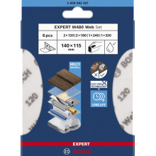 BOSCH Assortiment de feuilles abrasives pour ponçage manuel EXPERT W480 Web 1/4, 6 pieces