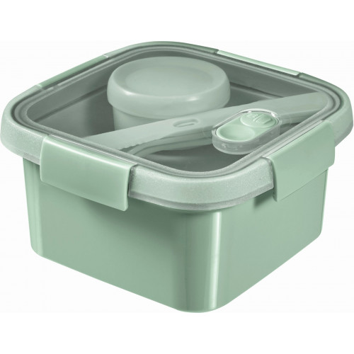 CURVER SMART TO GO 1,1L Box carrée avec couverts 16x16x9cm menthe 00950-Q19