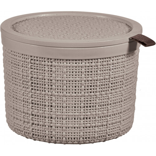 CURVER JUTE 2L Boite ronde avec couvercle 17 x 17 x 13 cm, taupe 01903-382