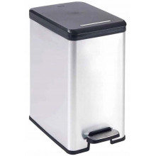 CURVER SLIM BIN 25L Poubelle a pédale 25 x 39,3 x 45,4 cm argenté/noir 02339-582