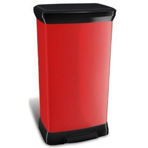 CURVER DECO BIN 50L Poubelle a pédale 39 x 29 x 73 cm rouge 02162-931