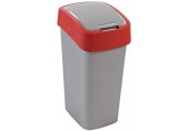 CURVER FLIP BIN 45L Poubelle 65,3 x 29,4 x 37,6 cm argenté/rouge 02172-547