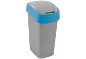 CURVER FLIP BIN 45L Poubelle 65,3 x 29,4 x 37,6 cm argenté/bleu 02172-734