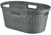 CURVER INFINITY DOTS 39L Panier a linge 59 x 38 x 27 cm, gris foncé 04755-G43