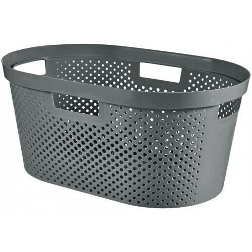 CURVER INFINITY DOTS 39L Panier a linge 59 x 38 x 27 cm, gris foncé 04755-G43