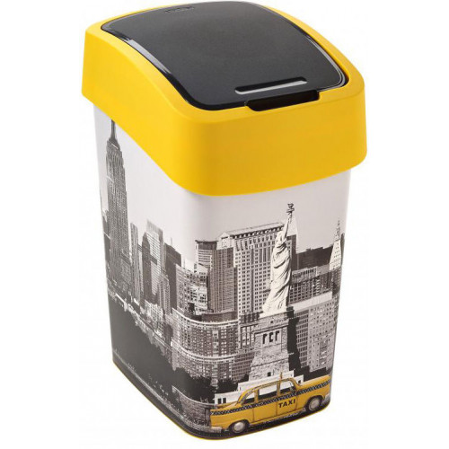 CURVER FLIP BIN NEW YORK 25L Poubelle 47 x 26 x 34 cm gris/jaune 02171-N27