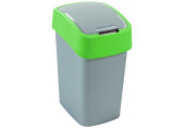 CURVER FLIP BIN 10L Poubelle 35 x 18,9 x 23,5 cm argenté/vert 02170-P80