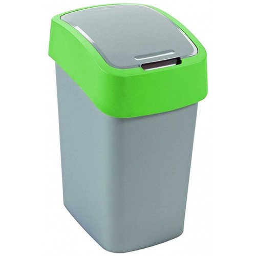 CURVER FLIP BIN 10L Poubelle 35 x 18,9 x 23,5 cm argenté/vert 02170-P80